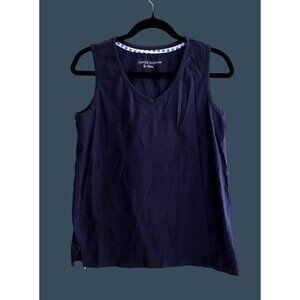 CAROLE HOCHMAN - WOMEN NAVY V-NECK COTTON TOP SIZE SMALL